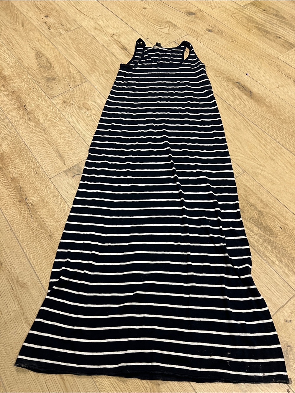 Vince Black and White Striped Maxi Tank Dress